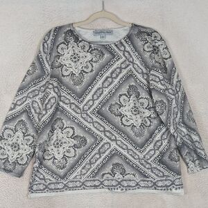Samantha Grey‎ Women's Gray & Silver Patterned Shirt Size M